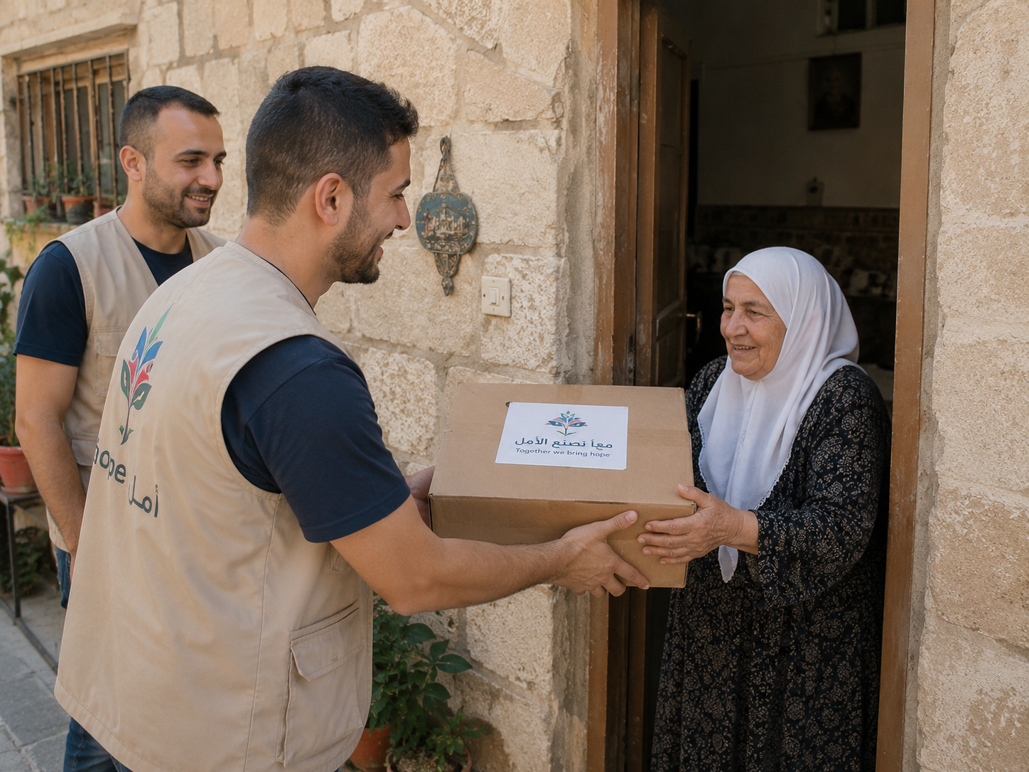 Distributing aid to community